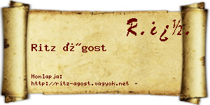 Ritz Ágost névjegykártya